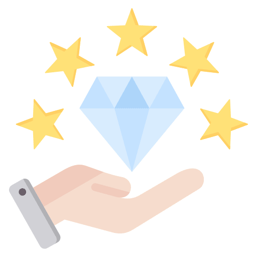 Private label clothing 14 Hand offering a diamond with five stars symbolizing premium quality and value in clothing manufacturing
